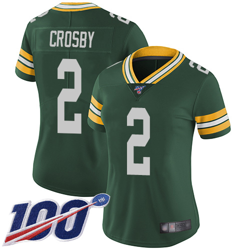 Green Bay Packers Limited Green Women #2 Crosby Mason Home Jersey Nike NFL 100th Season Vapor Untouchable